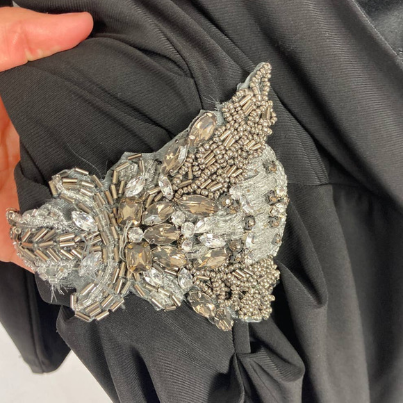 Eliza J Gathered Side Embellished Black Maxi Dress size 8 - Picture 4 of 5